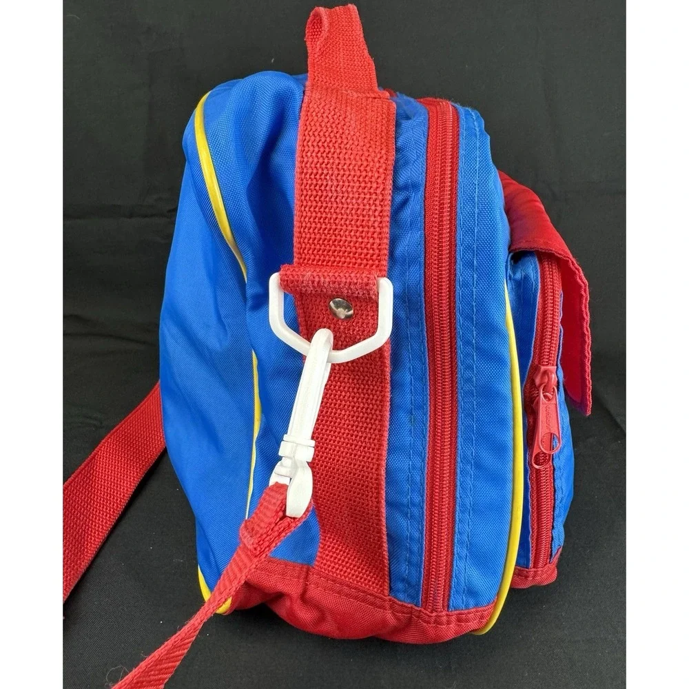 Vintage 90s Oshkosh Red Blue Yellow Primary Childs Messenger Diaper Carry-on Bag